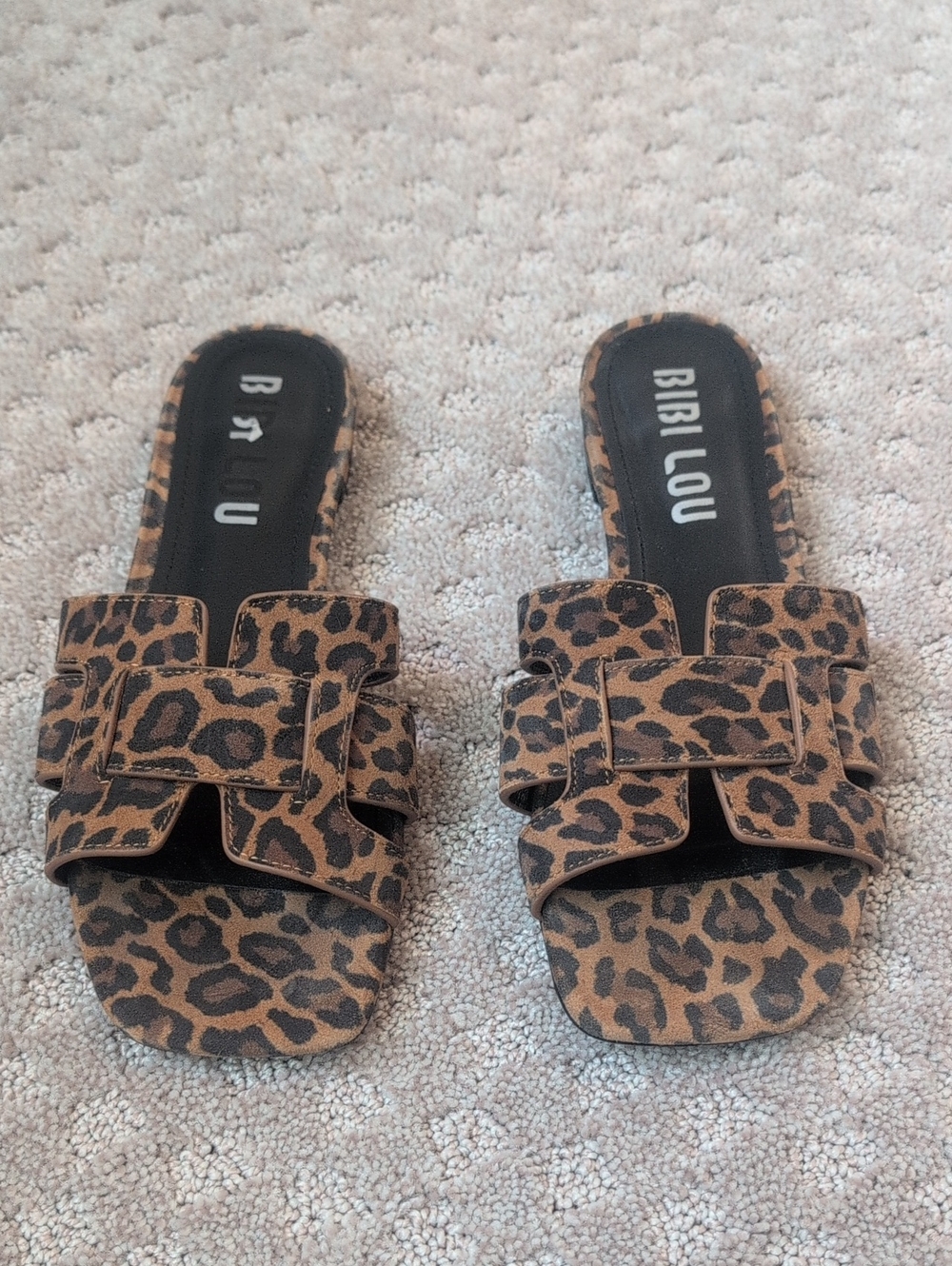 BIBI LOU Holly Leopard Print Flat Slides